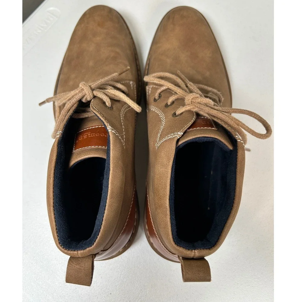 Freeman Hector Chukka Boots Men's Size 9 Brown Faux Leather Memory Foam Shoes